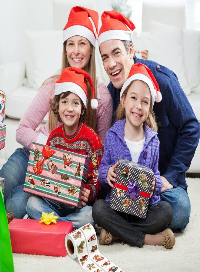 W1cwey لفائف ملصقات عيد الميلاد الكلاسيكية من W1cwey - 1000 قطعة (لفّتان) ملصقات كرتونية عتيقة غير منتظمة، بنقوش سانتا ورجل الثلج والأيل، ذاتية اللصق ومقاومة للماء، مثالية لحشو جوارب عيد الميلاد ولوازم الحفلات - Image 3